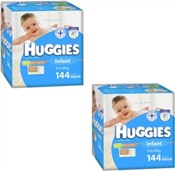 Huggies Infant Boy Nappies (4-8kg) Bulk MULTIBUY - 144x2 nappies