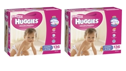 Huggies Crawler Girl Nappies (6-11kg) Bulk MULTIBUY - 136x2 nappies