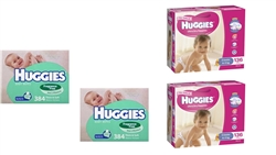 Huggies Crawler Girl Nappies Bulk 136 + Huggies Baby Wipes