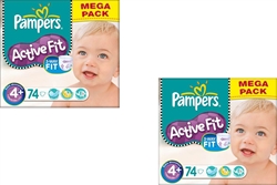 Pampers Nappies Active Fit 4+  9-20kg 72x2