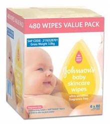 Johnson's baby Skincare Wipes fragrance free 80x6