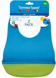 Tommee Tippee Roll'n'Go Bibs 2 pack 4m+ - Blue and Green