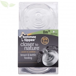 Tommee Tippee Slow Flow Teats 0m+  Twin Pack