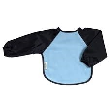 Silly Billyz Fleece Long Sleeve Large Bib Sky Blue/Navy 1-3 yrs