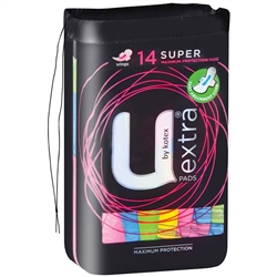 U by Kotex Feminine Care Winged Pads -  Extra Super 14's