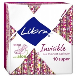 Libra Pads Invisible Super Wings with Aloe 10s