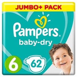 Baby Dry Size 6 - 13-18kg (62 Nappies)