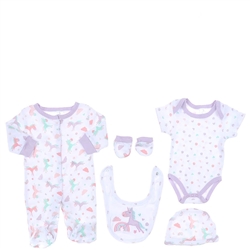 Snugzeez Unicorn Hearts 5-Piece Value Set Pink - Size 0