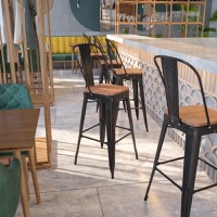 Metal/Wood Colorful Restaurant Barstools