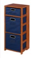 Flip Flop 34" Square Folding Bookcase with Folding Fabric Bins - Cherry/Blue
