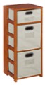Flip Flop 34" Square Folding Bookcase with Folding Fabric Bins - Cherry/Natural