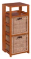 Flip Flop 34" Square Folding Bookcase with 2 Full Size Wicker Storage Baskets - Cherry/Natural
