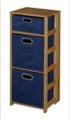 Flip Flop 34" Square Folding Bookcase with Folding Fabric Bins - Medium Oak/Blue