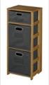 Flip Flop 34" Square Folding Bookcase with Folding Fabric Bins - Medium Oak/Grey