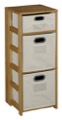 Flip Flop 34" Square Folding Bookcase with Folding Fabric Bins - Medium Oak/Natural