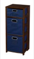 Flip Flop 34" Square Folding Bookcase with Folding Fabric Bins - Mocha Walnut/Blue