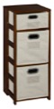 Flip Flop 34" Square Folding Bookcase with Folding Fabric Bins - Mocha Walnut/Natural