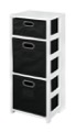 Flip Flop 34" Square Folding Bookcase with Folding Fabric Bins - White/Black