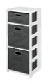 Flip Flop 34" Square Folding Bookcase with Folding Fabric Bins - White/Grey