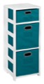 Flip Flop 34" Square Folding Bookcase with Folding Fabric Bins - White/Teal