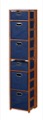 Flip Flop 67" Square Folding Bookcase with Folding Fabric Bins - Cherry/Blue