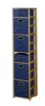 Flip Flop 67" Square Folding Bookcase with Folding Fabric Bins - Medium Oak/Blue