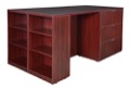 Legacy Stand Up Desk/ 3 Lateral File Quad with Bookcase End - Mahogany