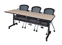 Kobe Flip Top Mobile Training Table with Modesty Panel - 84" x 24"
