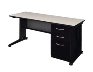 Fusion 72" x 24" Single Pedestal Desk - Maple