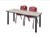 72" x 24" Kee Training Table - Maple/ Black & 2 'M' Stack Chairs - Burgundy