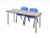 72" x 24" Kee Training Table - Maple/ Chrome & 2 'M' Stack Chairs - Blue