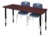 Kee 72" x 30" Height Adjustable Classroom Table  - Mahogany & 2 Andy 18-in Stack Chairs - Navy Blue
