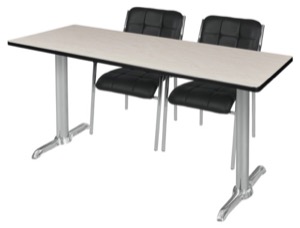 Via 72" x 24" Training Table - Maple/Chrome & 2 Uptown Side Chairs - Black