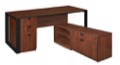 Structure 66" x 30" L-Desk with Laminate Low Credenza with Full Pedestal - Cherry/Black