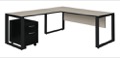Structure 66" x 30" Single Mobile Pedestal L-Desk with 42" Return - Maple/Black