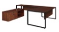 Structure 72" x 30" U-Desk with Laminate Low Credenza - Cherry/Black