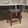 Wood Counter Height Stools Saddle Seat