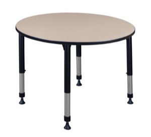 Kee 48" Round Height Adjustable Classroom Table  - Beige