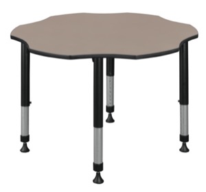 60" Flower Shaped Height Adjustable Classroom Table - Beige