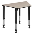 36" x 23" x 19" Trapezoid Height Adjustable School Desk - Maple