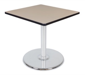 Via 30" Square Platter Base Table - Beige/Chrome