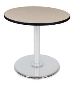 Via 30" Round Platter Base Table - Beige/Chrome