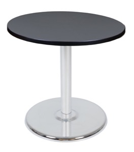 Via 30" Round Platter Base Table - Grey/Chrome