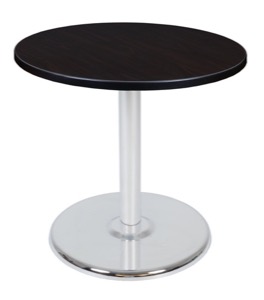 Via 30" Round Platter Base Table - Mocha Walnut/Chrome
