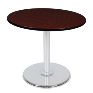 Via 36" Round Platter Base Table - Mahogany/Chrome