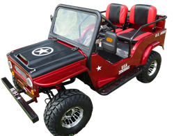 RPS Mini Jeep 125cc Go Kart, 3-speed with Reverse, Chrome Wheels