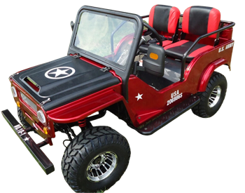 RPS Mini Jeep 125cc Go Kart, 3-speed with Reverse, Chrome Wheels