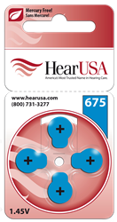 HearUSA Hearing Aid Batteries Size 675- 1 Carton