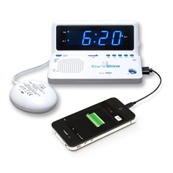 Sonic Boom Rise 'n Shine Clock with Bed Shaker & USB Charging