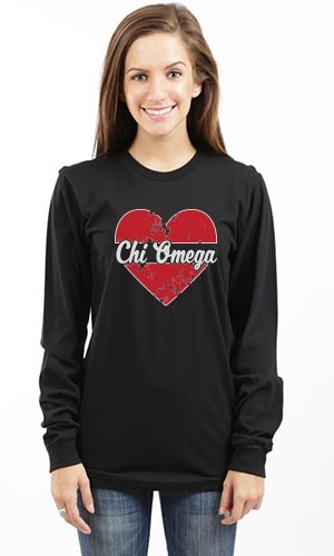 CHI OMEGA HEART LONG SLEEVE TEE